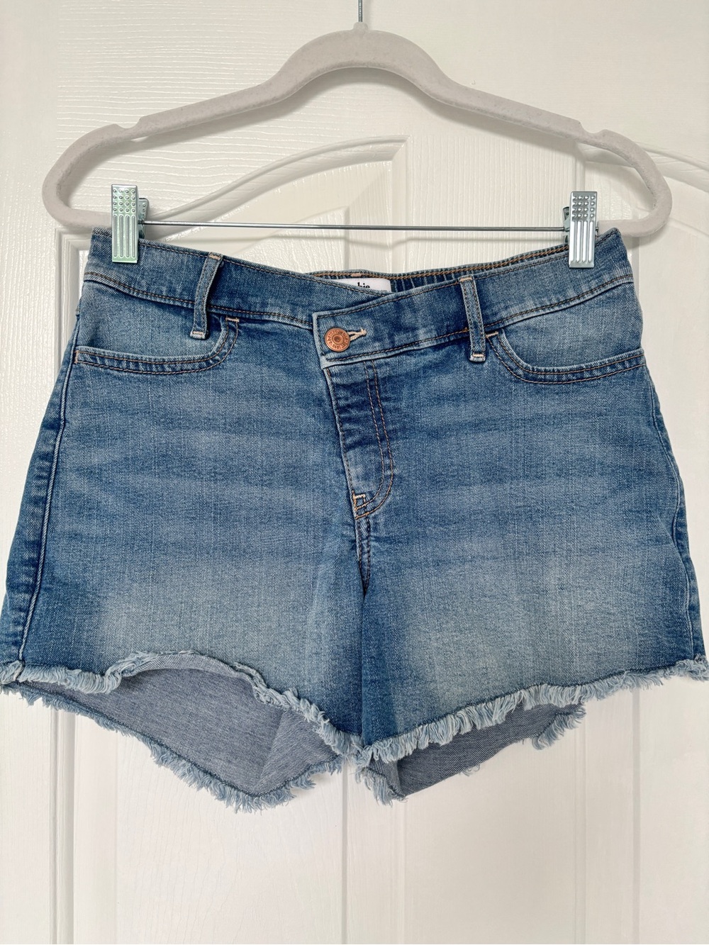 abercrombie kids Light Blue Frayed Hem Denim Shorts